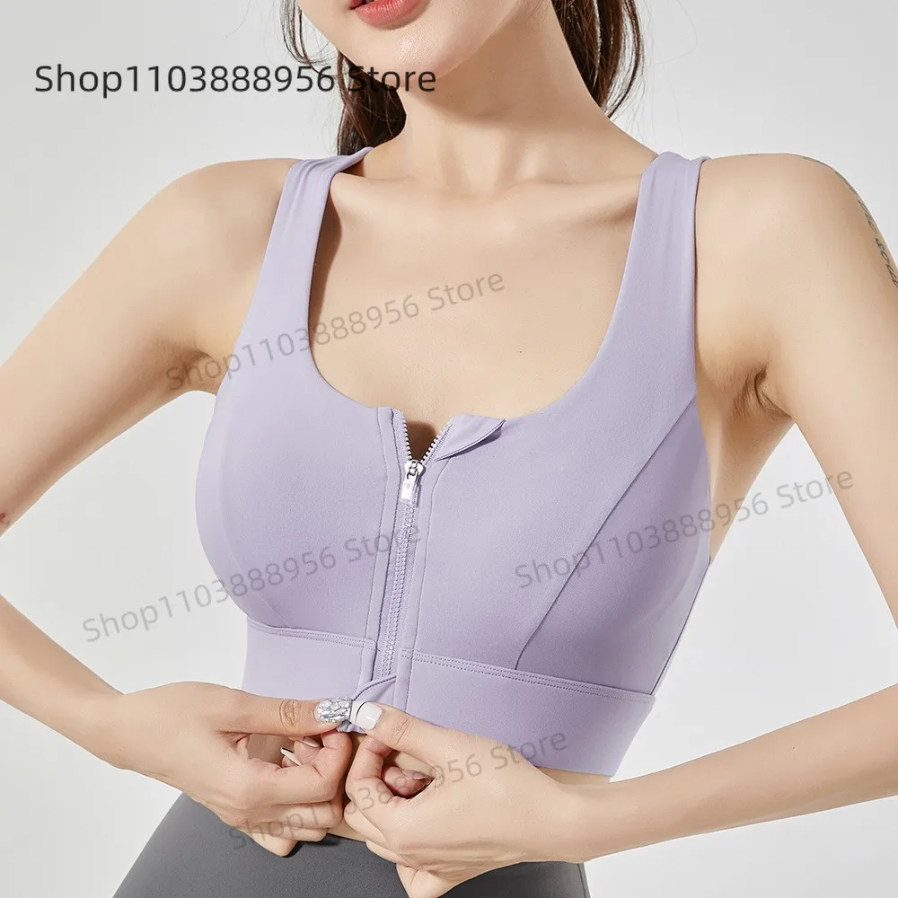 

Front Zipper Sports Bra Shock-proof Sports Underwear High Impact Yoga Bra Quick Dry running vest Fitness Yoga Bra Top For Wome