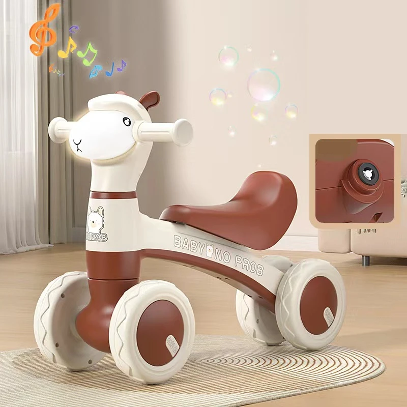 Coche deslizante de edición de lujo, Scooter de Alpaca, carrito para caminar con equilibrio de cuatro ruedas para bebés de 1 a 3 años, andador de aprendizaje para niños