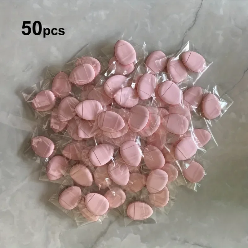 50 pçs mini dedo esponja em pó puff rosa mini tamanho dedo puff conjunto fundação creme corretivo aplicador dedo almofada esponja