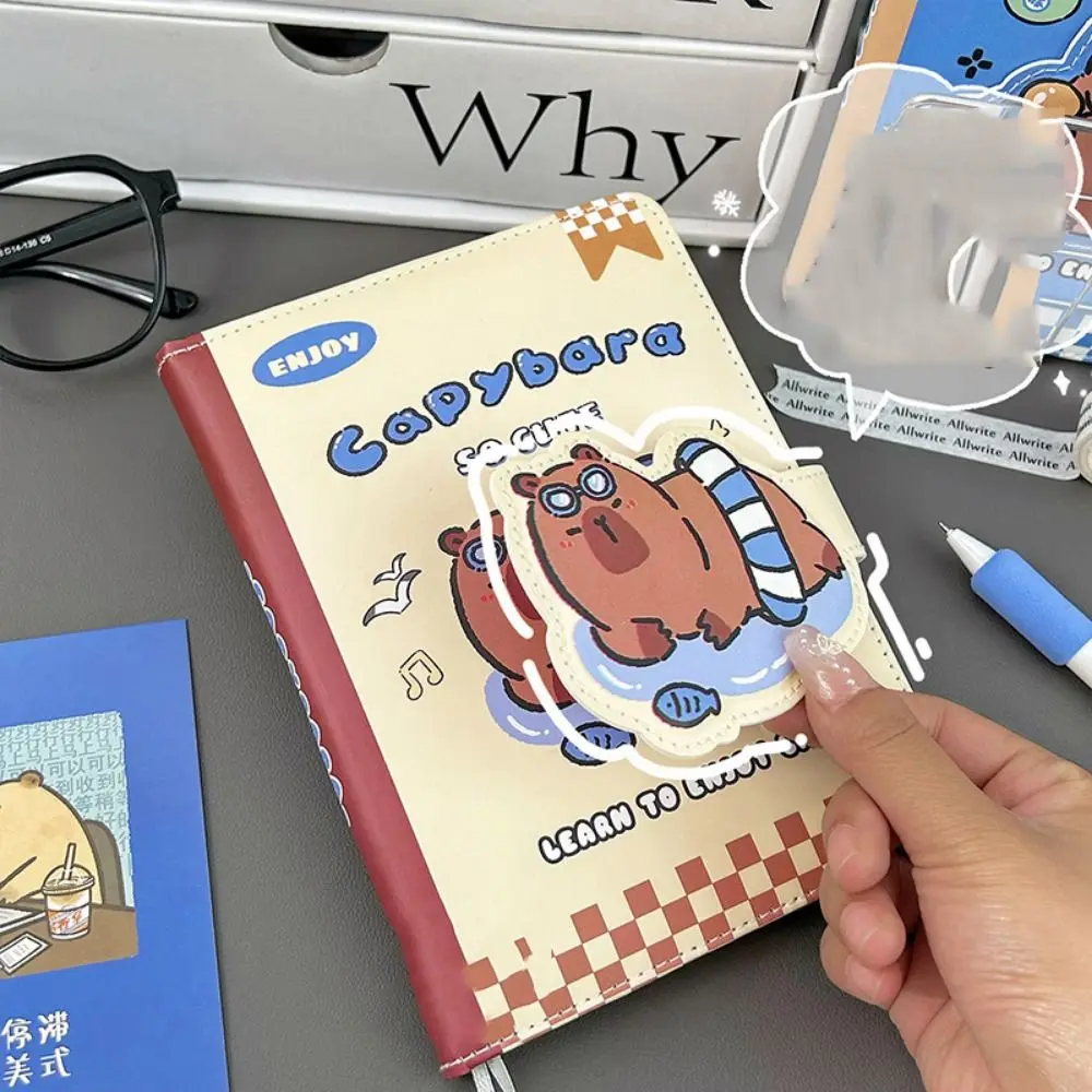 

Portable PU Capybara Notebook Magnetic Buckle Cartoon Magnetic Notebook Memo Pads Business Memos B5 Mini Notepad Student