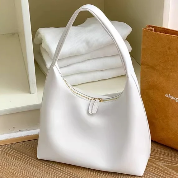 

Shoulder Bag Elegant Soft PU Tote Bag Korean Style Large Capacity Women Hobo Bag White Light Brown Underarm Shopping