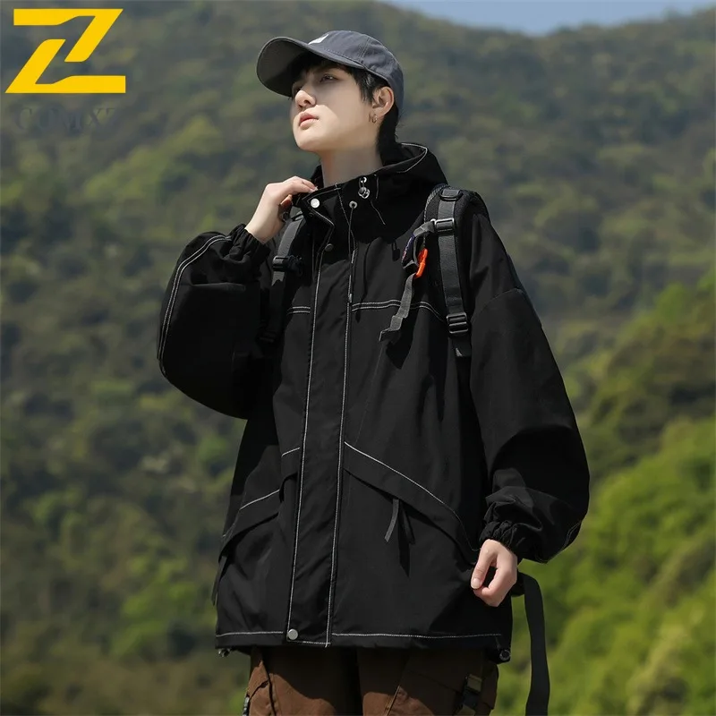 

COMXZ Men Chaqueta Korean Style Hooded Windproof Outdoor Running Fly Fishing Hunting Lightweight Outerwear Designer Jacket