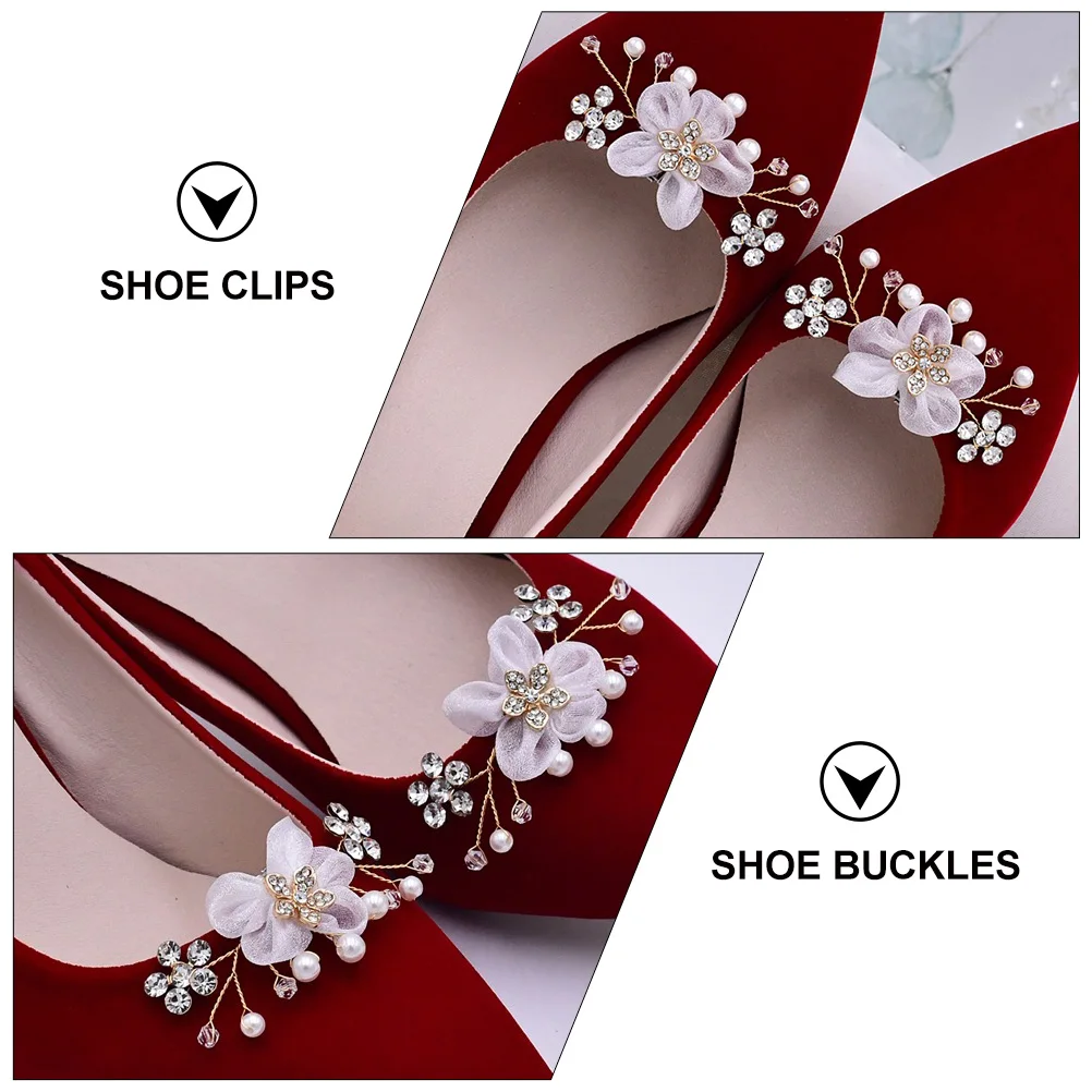 

Rhinestone Shoe Flower Pearl Crystal Clips Wedding Decor Bridal Party Accessories Shoe Buckles Non Dancing Photos