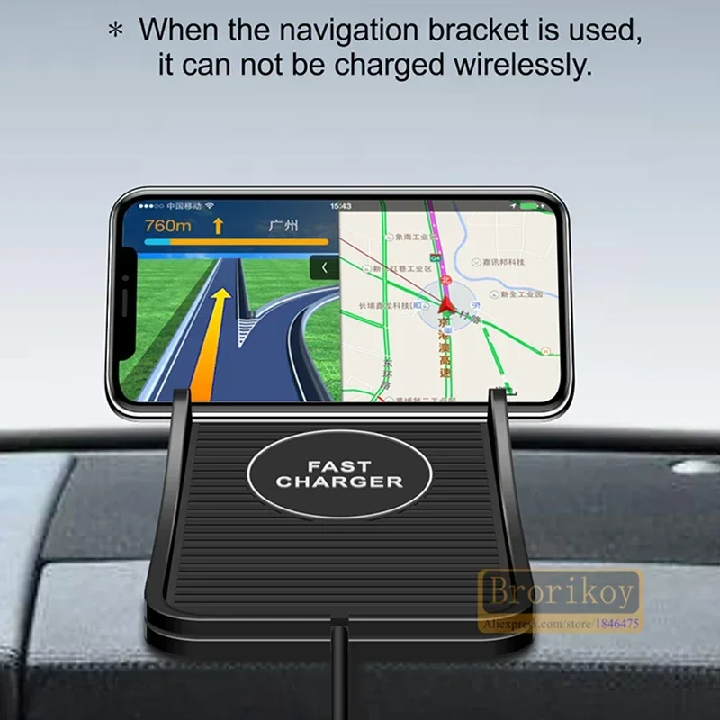 15W Wireless Charger Silicone Pad Stand in Car Office Home Station for iPhone 15 14 13 12Pro Samsung Xiaomi Fast Charging Holder