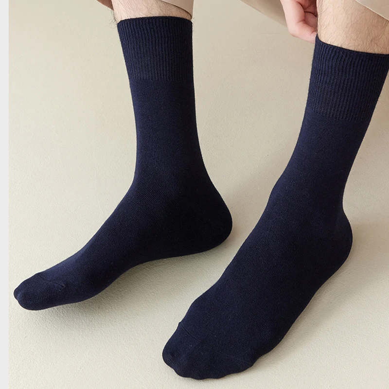 1/3/7 Pairs Men's Crew Socks Soft Breathable High Stretch Solid Casual Business Sock High Quality Comfortable Sweat-Resistant