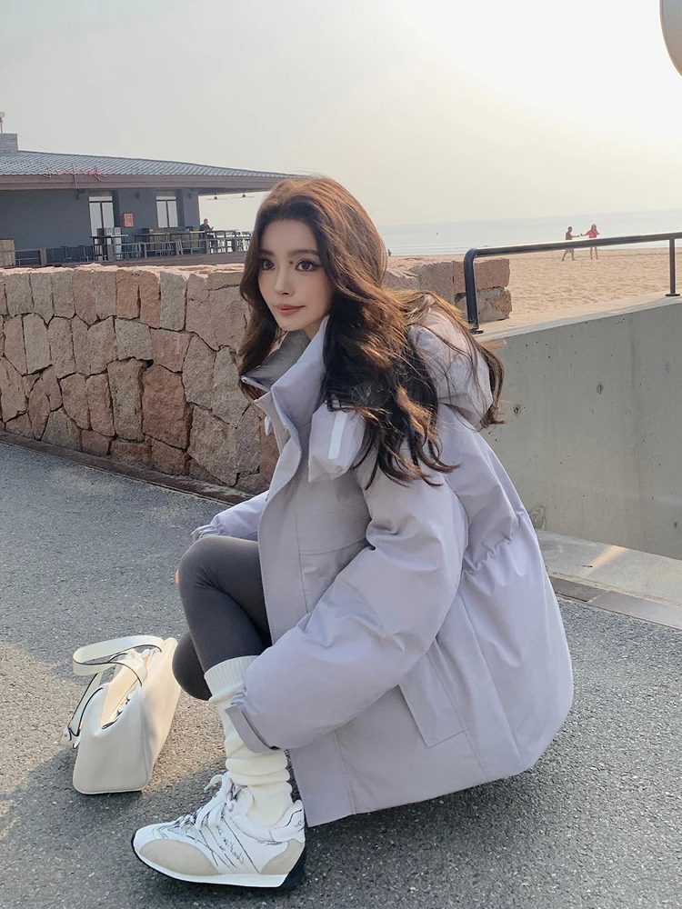 

Утепленная рабочая куртка для активного отдыха с капюшоном, 95% белый гусиный пух, свободный крой, водоотталкивающая, ветрозащитная, толстая, модная, стильный дизайн