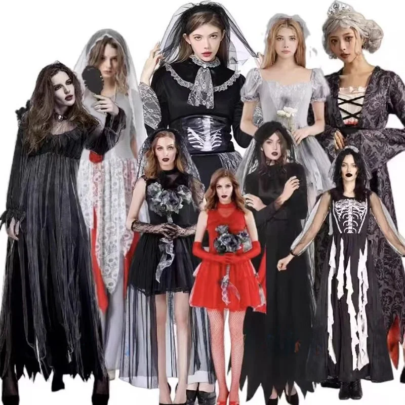 

Black Witch Costume Halloween Witch Bride Zombie Dead God Women's Fashionable Dark Series Outfit Stage Performance Wear