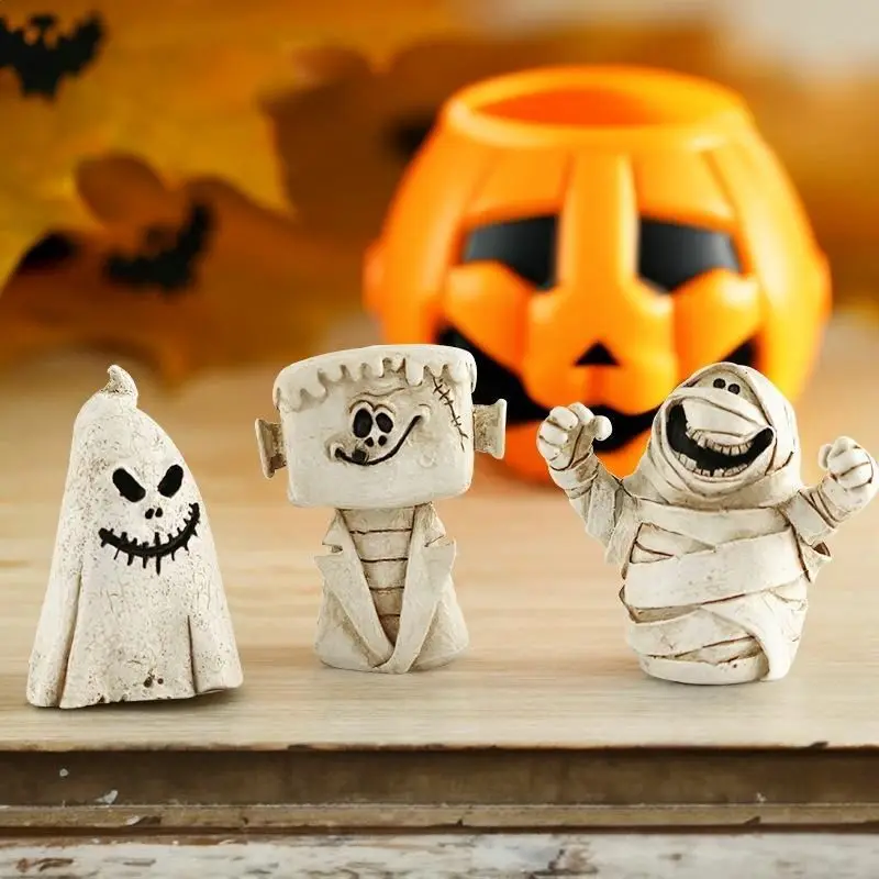 

Creative Happy Mummy Halloween Scene Pumpkin Head Ghost Desktop Decoration Pendant Trendy Play Resin Small Pendant