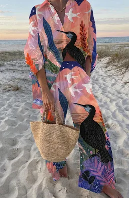 Boho Beach Holiday Рубашка и брюки с принтом, комплекты из двух предметов, женские повседневные свободные рубашки на пуговицах с длинными рукавами, летние комплекты брюк