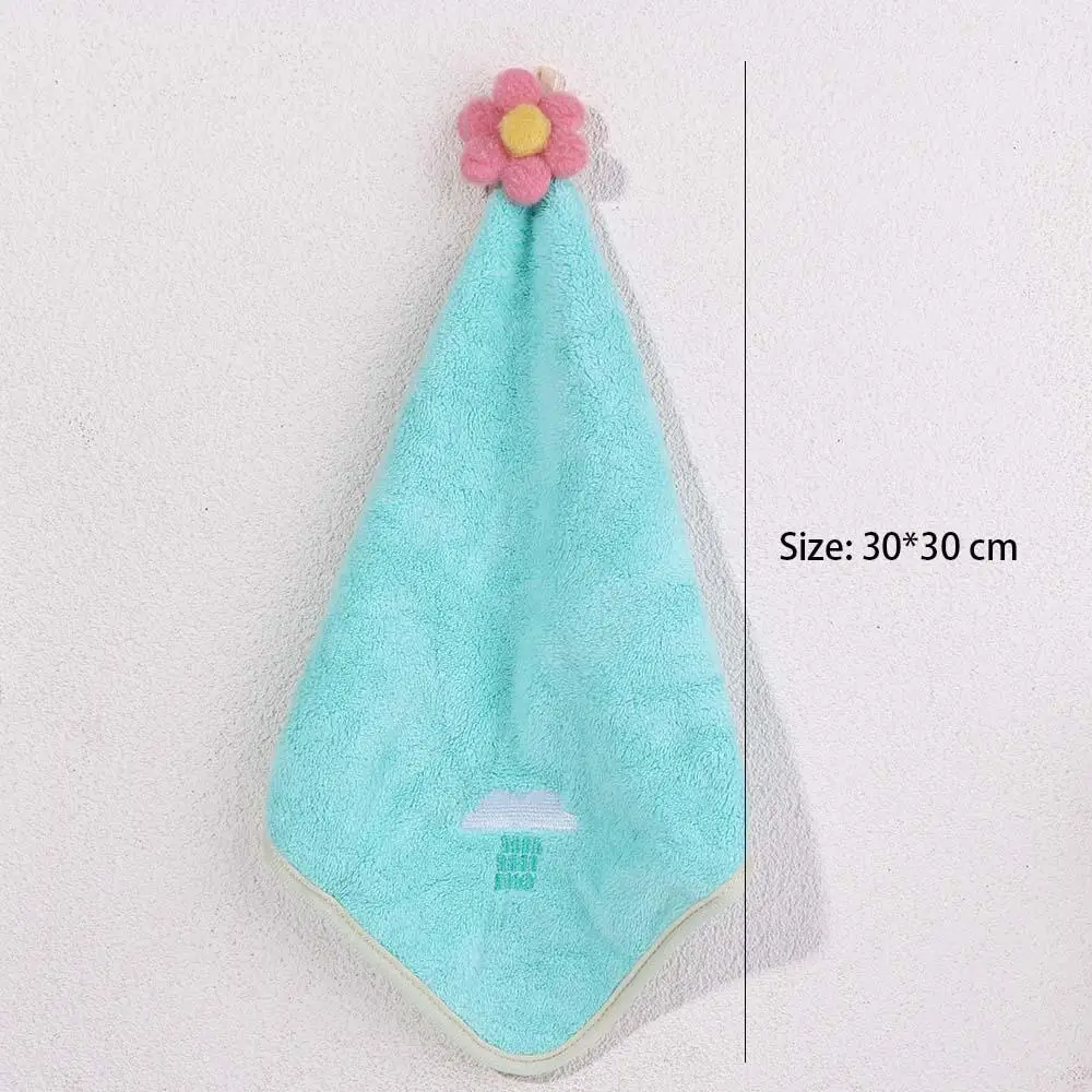 Coral Fleece Hangable Thicken Towel Cute Absorbent Hand Towels Kitchen Microfiber Dishcloths Cleaning Cloth Rag Handkerchief