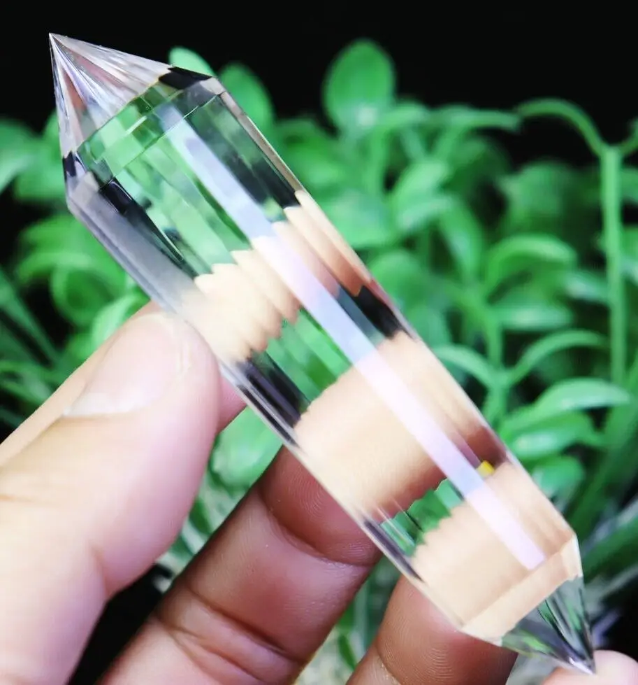 Natural Clear Quartz Crystal Point Wand, VGEL Style, Double Terminated, 24 Sides