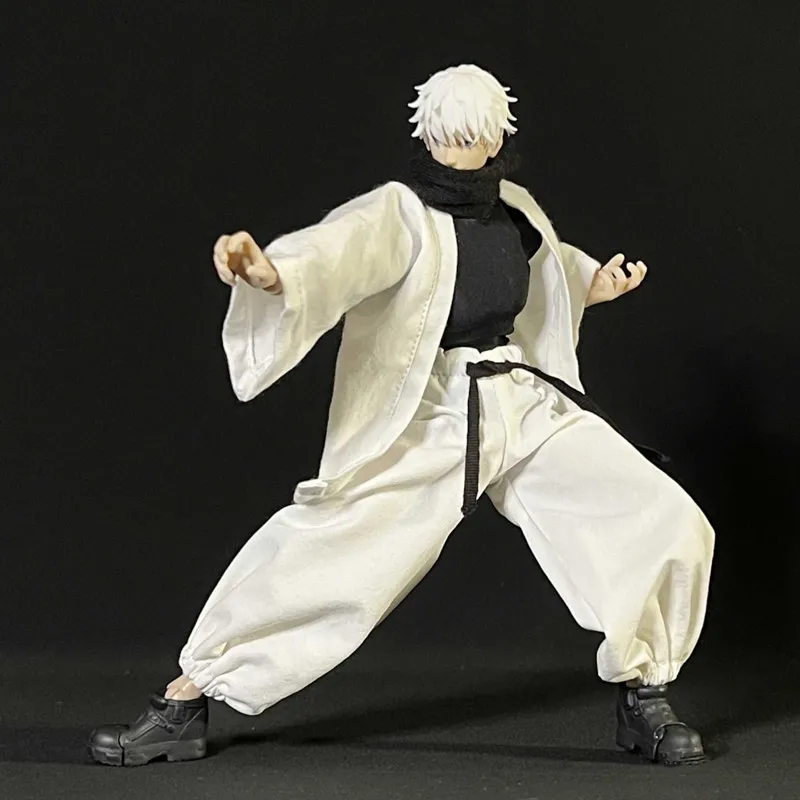 Jujutsu Kaisen Gojo Satoru Kleidungsset im Maßstab 1:12, weißer Mantel, Laternenhose mit Schal für 6-Zoll-Actionfiguren-Körpermodell – Detail 16