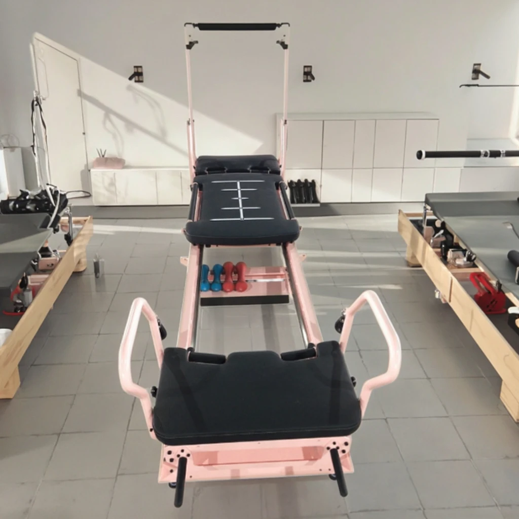 

Pink OEM High-End Pink Megacore Commercial Pilates Reformer Machine Custom Gym Equipment Portable Adjustable for Studio Use