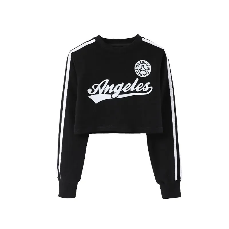 Pakaian Terusan anak perempuan, setelan rompi lengan panjang Hip-hop Jazz warna hitam musim gugur dan musim semi untuk anak perempuan