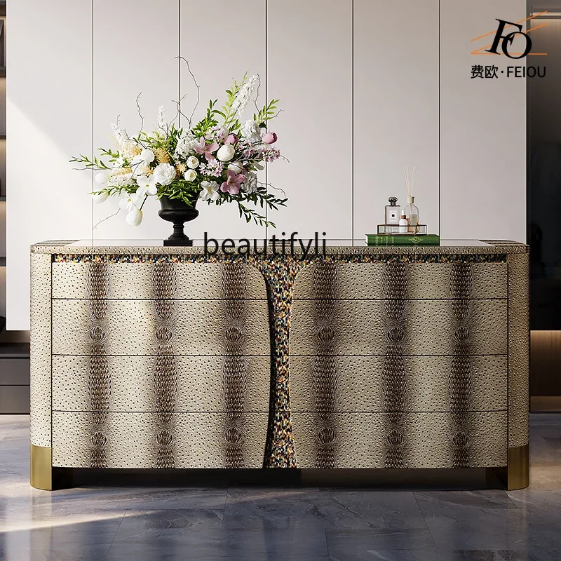 

High-end light luxury floor jewelry cabinet Italian high-end custom drawer storage chest cabinet9344