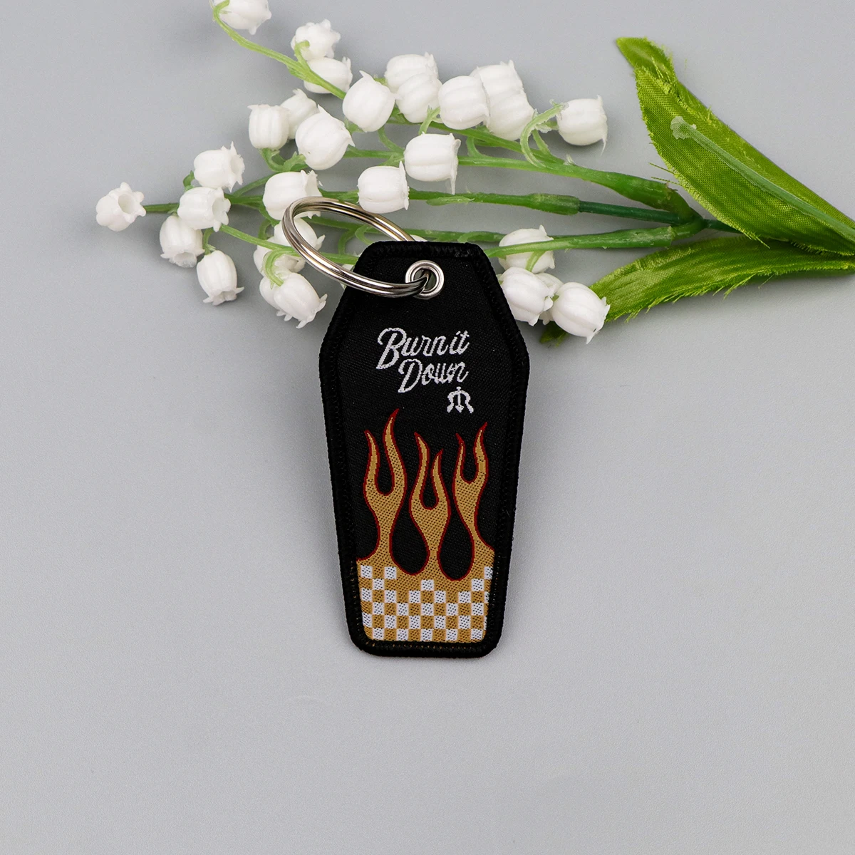 Quotes Embroidery Key Fobs Cartoon Fire Keychain For Motorcycles Cars Key Ring Holder Key Tags Chaveiro Jewelry Gift