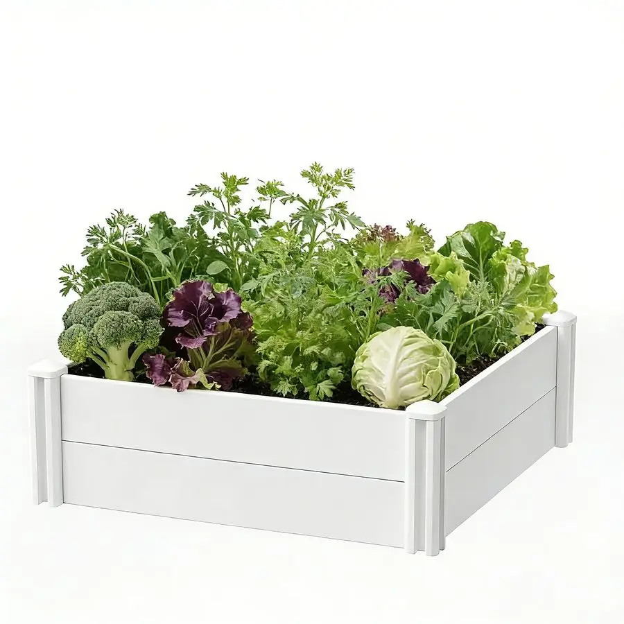 

Белая виниловая приподнятая грядка-клумба безвинтовая модульная, для улицы, для овощей, трав, цветов и многого другого