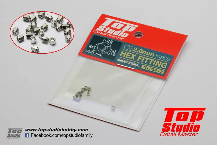 Top Studio 1.0mm-2.0mm Set of 10 Hexagonal Nuts TD23209/TD23211/TD23212/TD23213 Modifying and Assembling Model Accessories