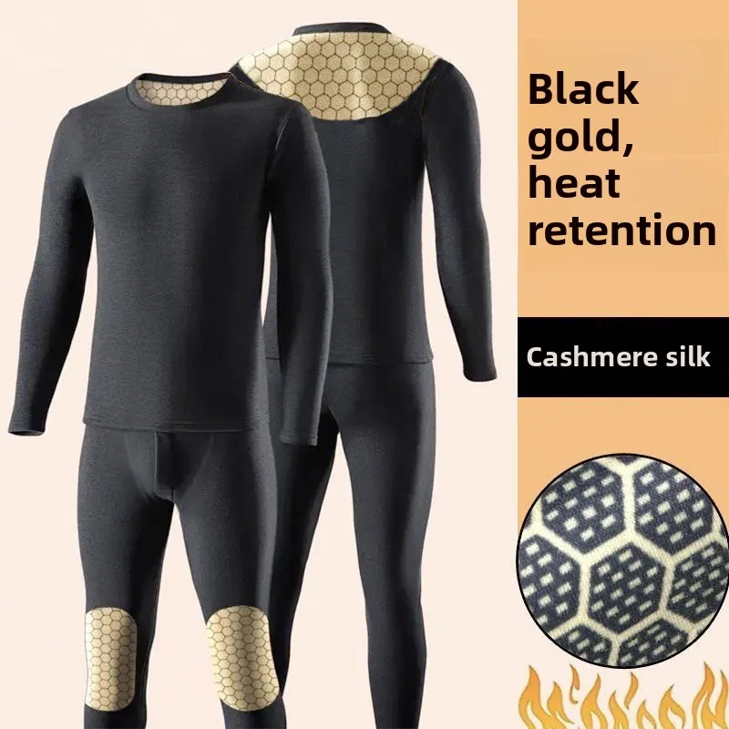 Self-heating Patch Tight Thermal Underwear Set Winter Fleece Lined Autumn Winter Mens Long Johns Sets Warm Big Size 4xl Clothing