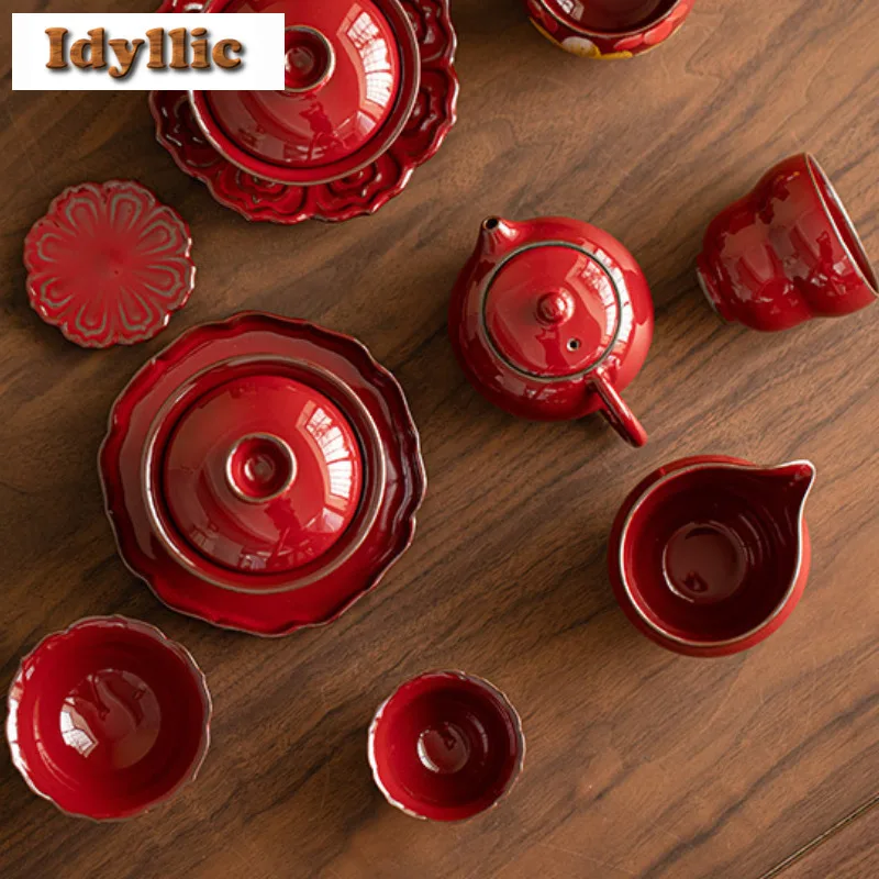 130 مللي متحف القصر الأحمر لوتس Gaiwan اليدوية الشاي تورين براد شاي مع غطاء عدة صانع الشاي غطاء وعاء حفل الشاي الديكور هدية #6