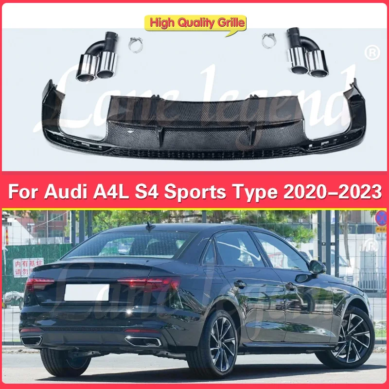 

Carbon Fiber Rear Diffuser for Audi A4L A4 2020 2021 2022 2023 S4 Car Body Kit Lip Bumper Spoiler Plastic Splitter Car Styling