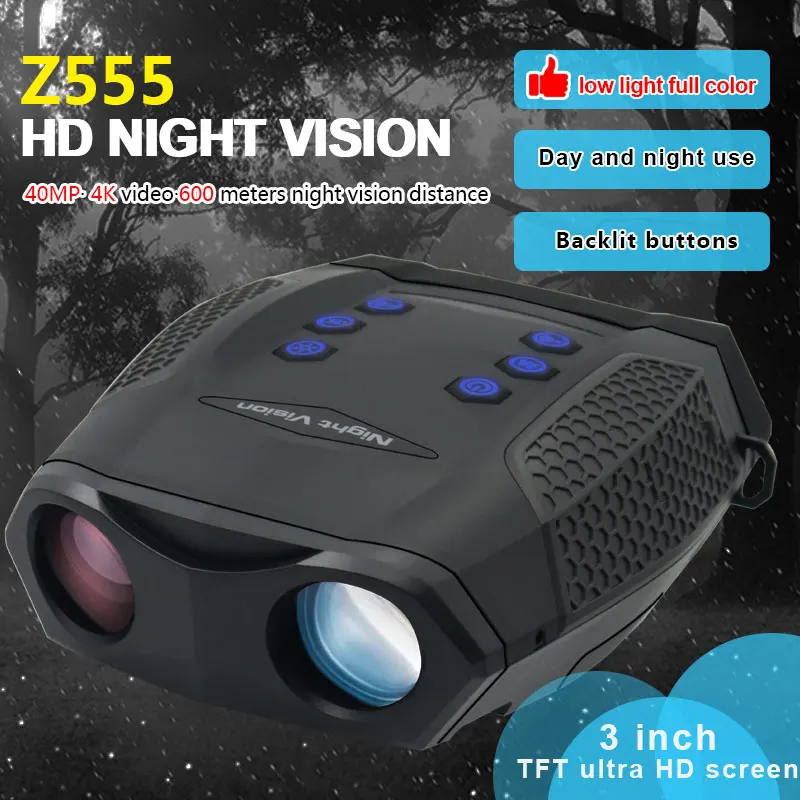 Venta caliente IP65 impermeable Z5 Binocular de baja luz a todo color 4K HD Digital visión nocturna infrarroja