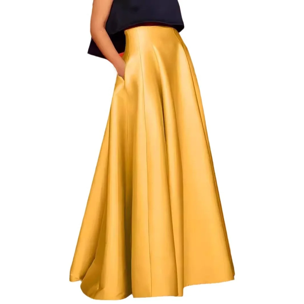Elegant High Waist A-Line Long Dress Women's Fashion Party Skirt Spring Autumn New Arrival Cross-Border Fashionable Dress