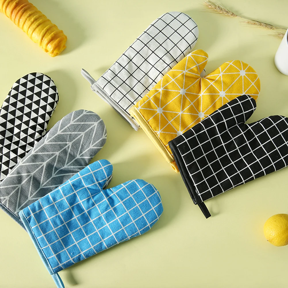 

4pcs Heat Resistant Gloves Insulated Oven Mitts Microwave Pad Kitchen Supplies Safe Anti Steam Scald Easy Storage