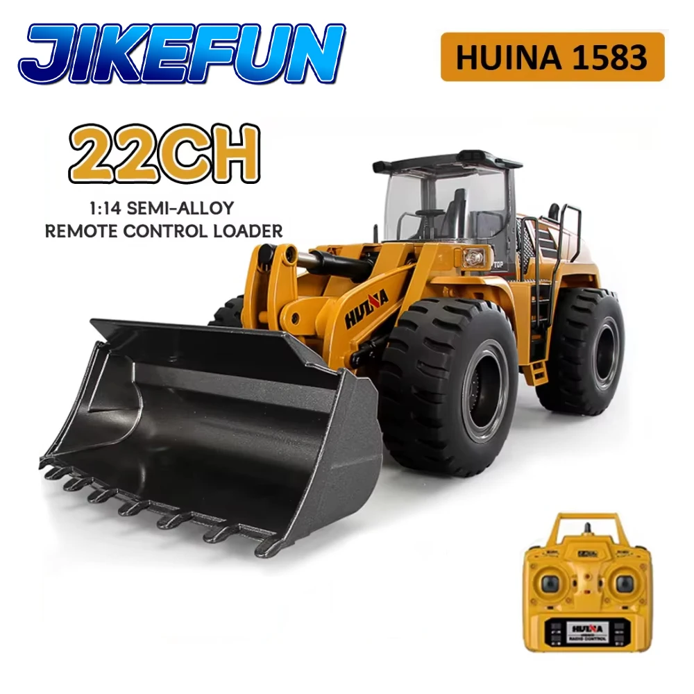 HUINA 1583 1/14 Caricatore Telecomandato Semi-Lega 22CH, Simulazione di Bulldozer, Carrello Elevatore da Costruzione, Modellino Giocattolo