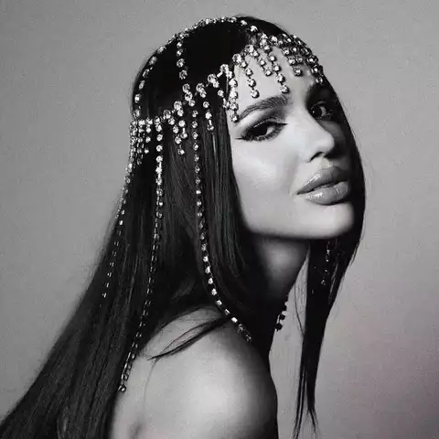 1pcs Fashion woman Style Full Rhinestone Inlay Fringe Mesh Hair Accessories Stage Catwalk Headwear