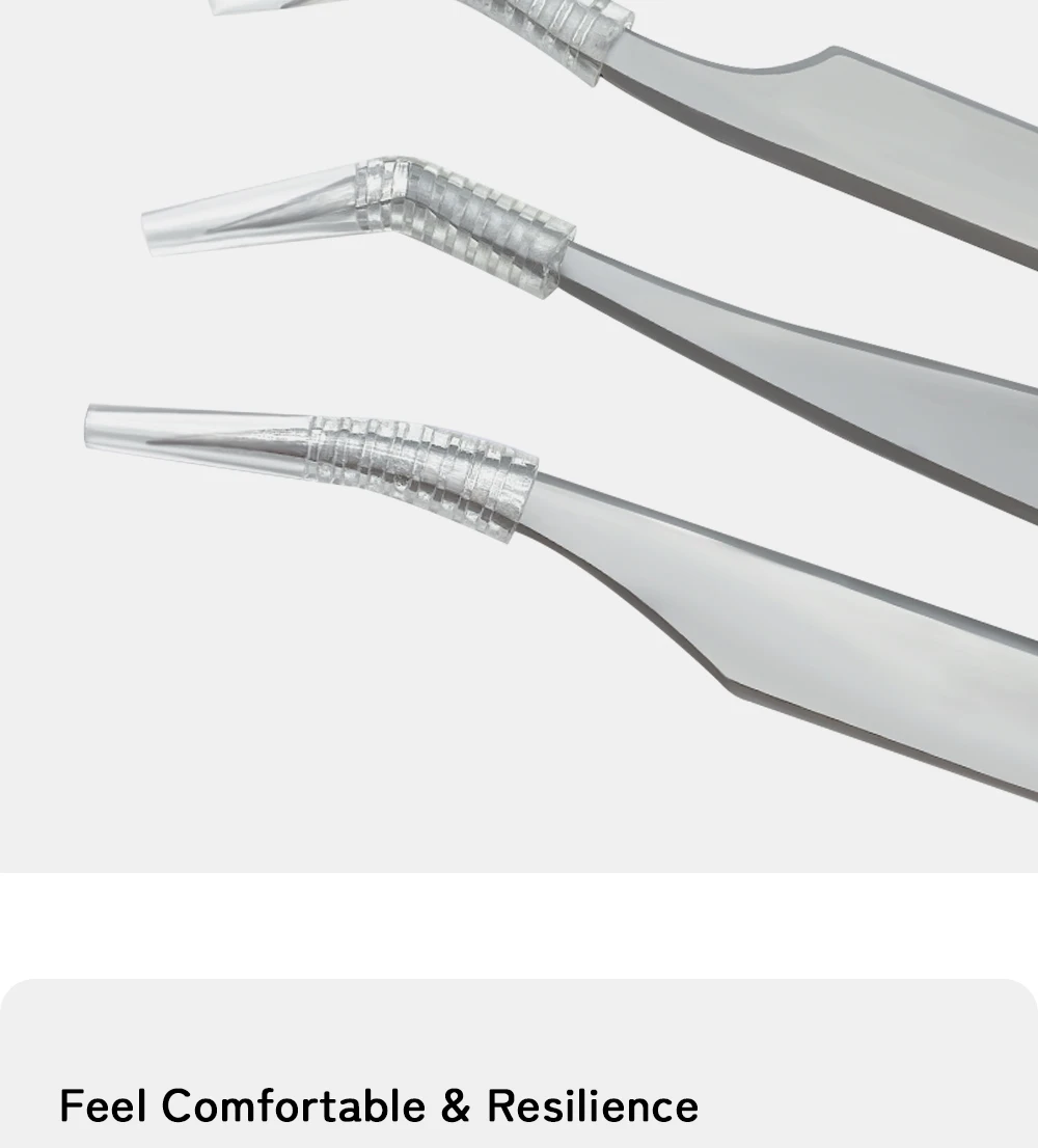 LUKATME 5 Stück Präzisionspinzetten aus Edelstahl mit Rutschfester Faserspitze, Professionelle Wimpernverlängerungspinzetten, Wimpern-Make-up-Werkzeuge – Detail 9