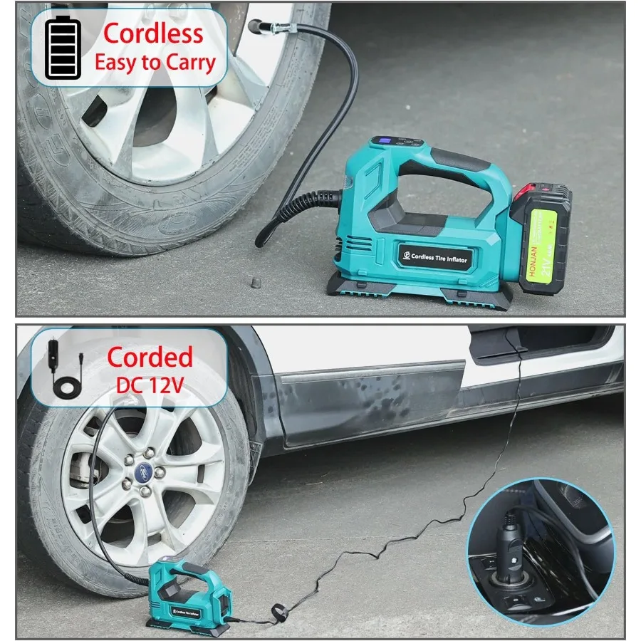 ضاغط هواء محمول لسيارة دراجة نارية ومنفاخ كروي مع 150 رطل لكل بوصة مربعة صمام عادم خرطوم تمديد الضغط العالي وQ