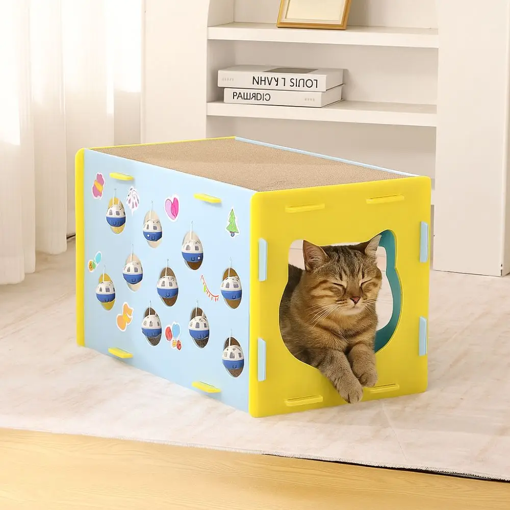 

Double Layer Cat Scratcher Bed House Detachable Breathable Pet Tunnel Nest Double Opening with Balls Cat Scratch Board