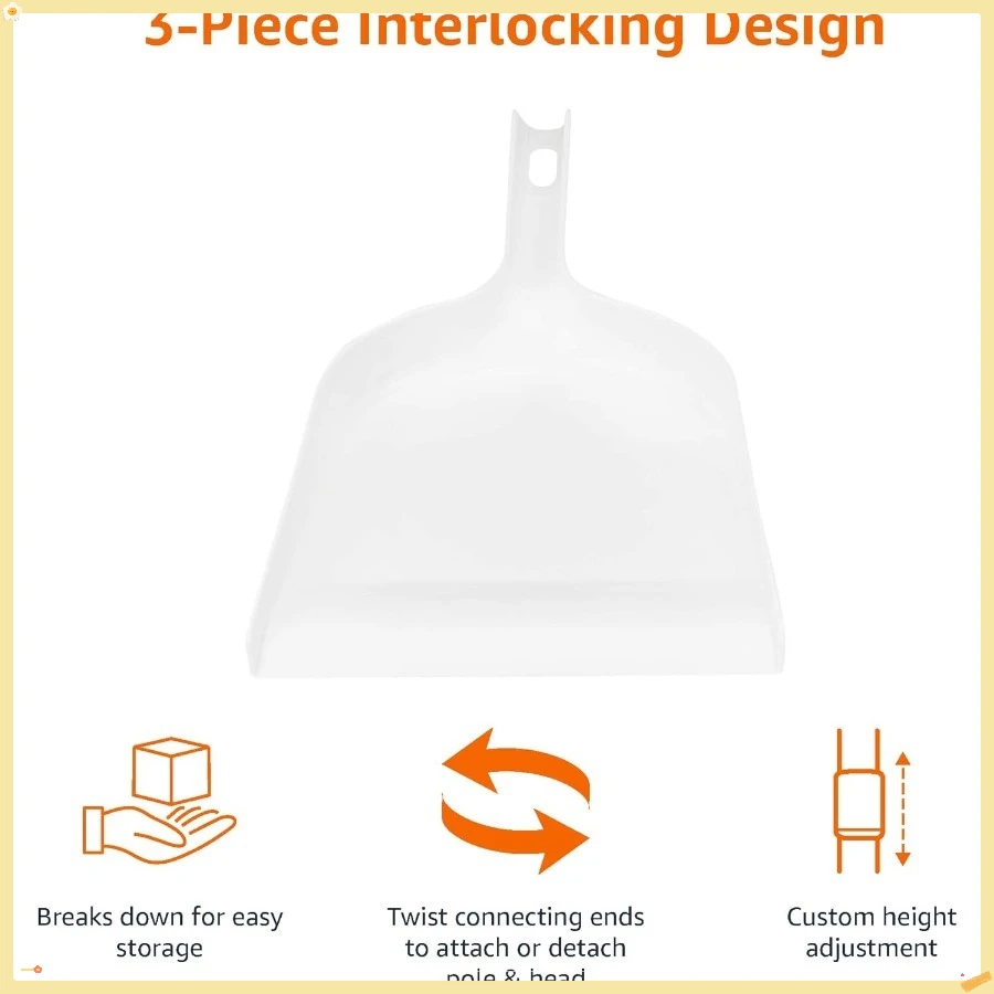 مجموعة مكنسة مجرفة مع سهلة التجميع ومقبض طويل، أزرق وأبيض 9 بوصة عرض × 52 بوصة ارتفاع