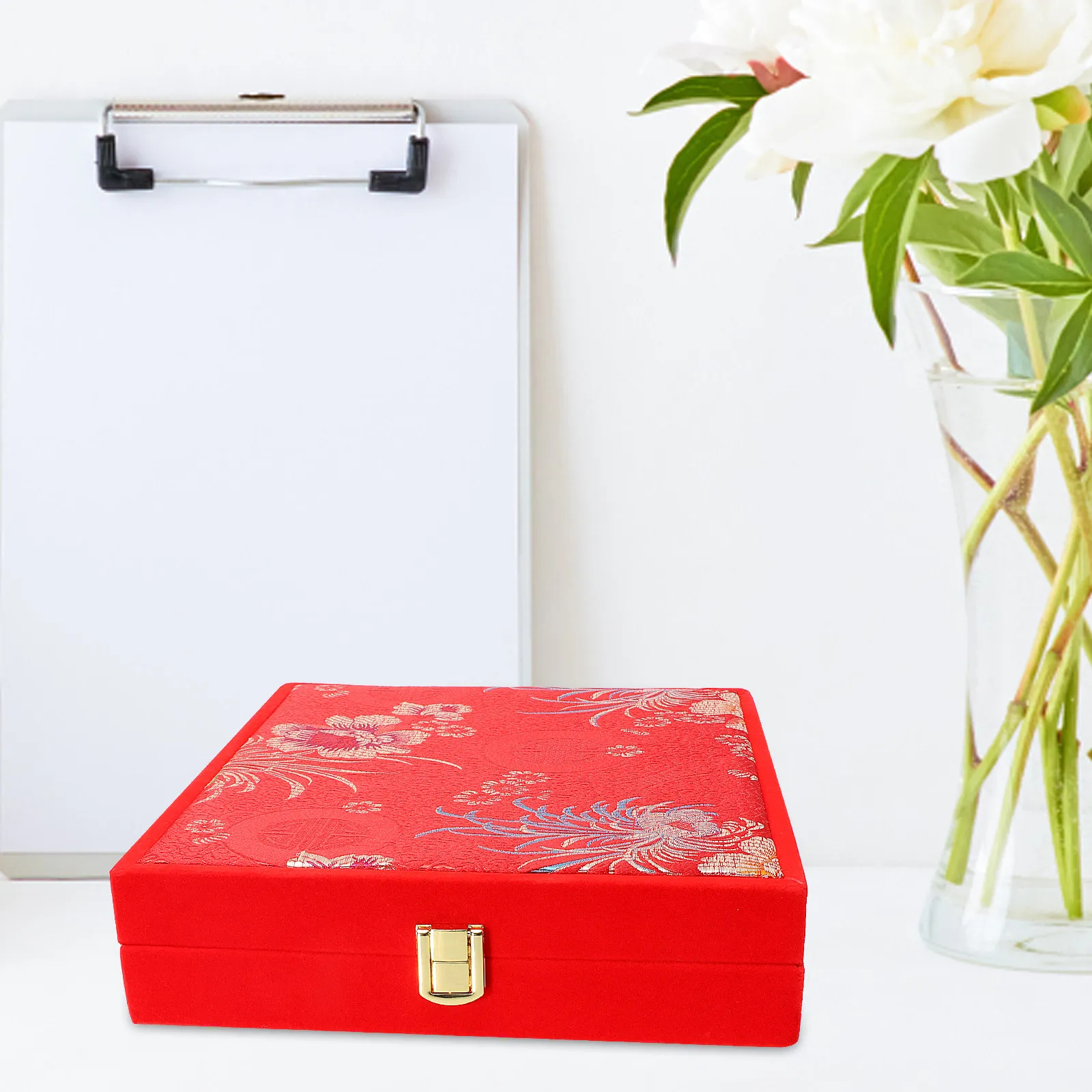 

1Pcs Chinese Style Wedding Jewelry Box Exquisite Wooden Bracelet Earring Necklace Storage Case Decorative Jewelry Container