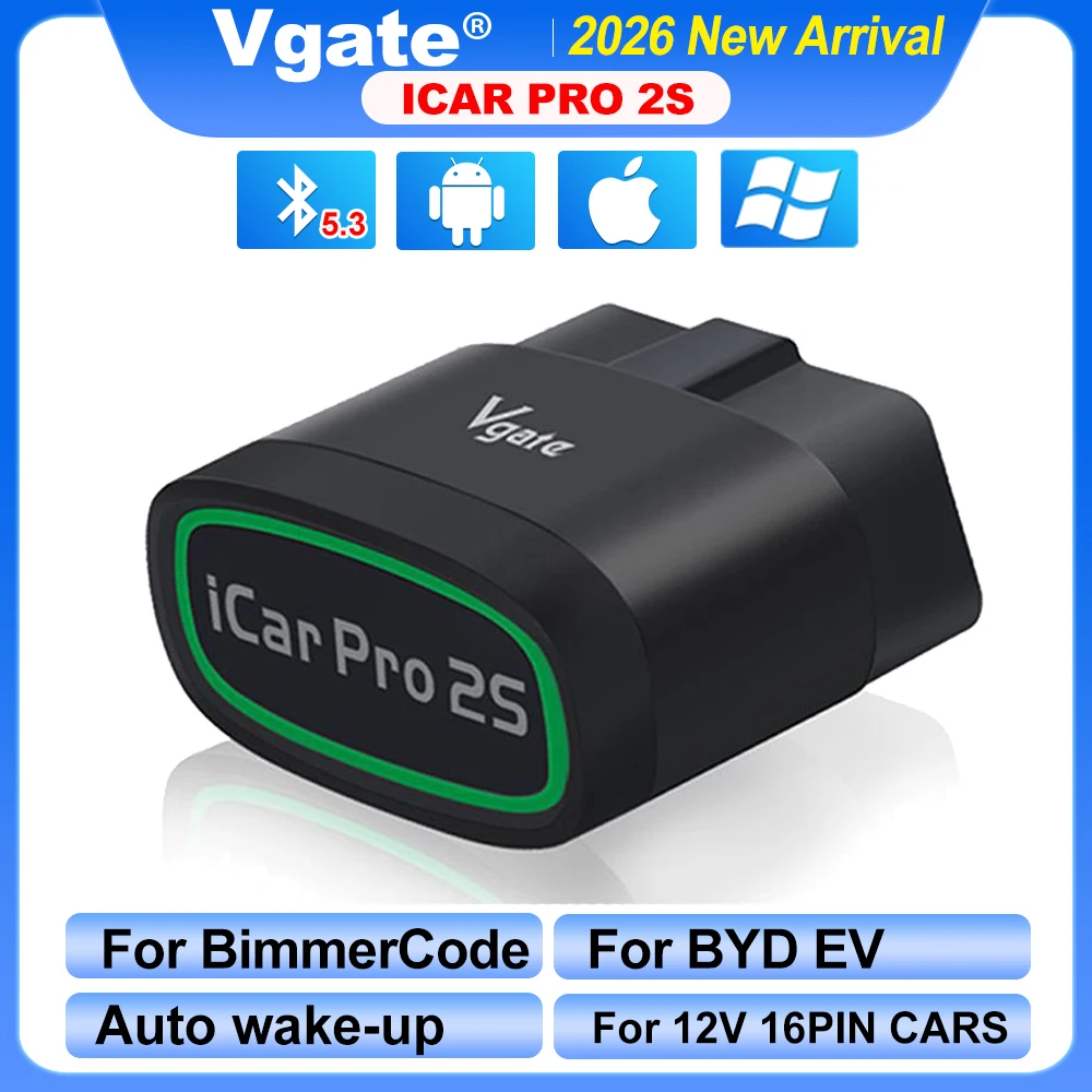 Vgate iCar Pro 2S Bluetooth V2.3 escáner OBD para coche herramienta de diagnóstico automático EV mejorada BimmerCode para IOS Android PC para BYD ELM327