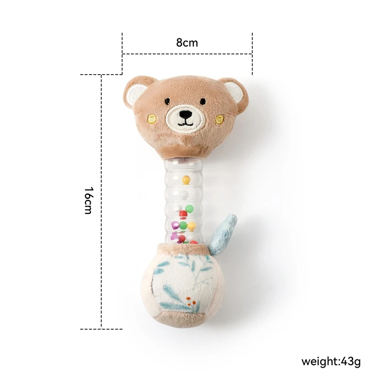0-12Baby Bear Rattle Early Learning Educational Toy Sensory Soothing Soft Plush Animal Rattle for Crib Handheld Baby Toy Toddler - view 6