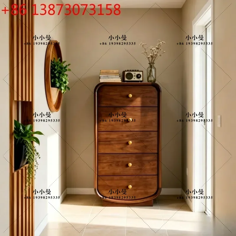 Ebony new Chinese solid wood bedroom 5 buckets storage multi-functional chest of drawers