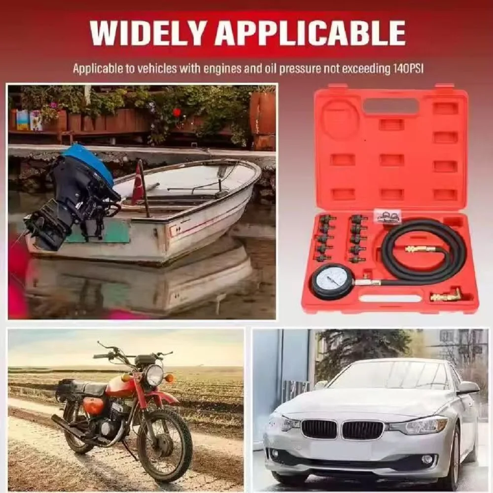 Комплект для измерения давления моторного масла, тестер, устройства предупреждения о низком масле, автомобильный гаражный инструмент, манометр, пакет