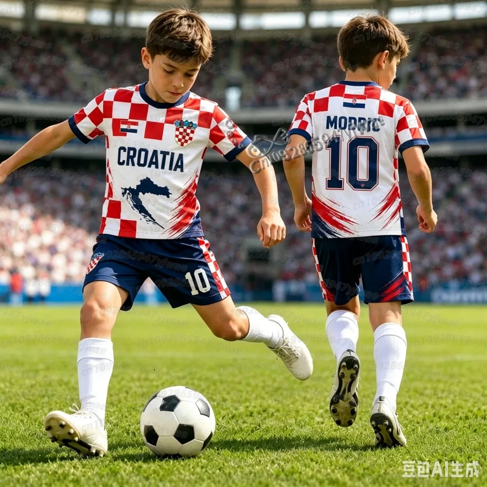 26 Boys Modric No.10 Football Jersey Tee Shorts Set Kids  Norway Football Fans Shirt Shorts Set Kids Tracksuit 2 Piece Set