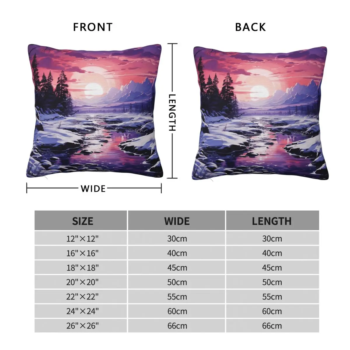 Blue Winter Sunrise Pillowcase Polyester Linen Velvet Printed Zip Decor Pillow Case Home Cushion Cover