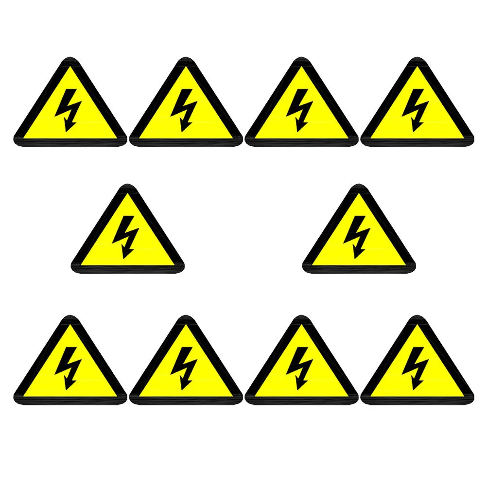 10 قطعة ملصق مضاد للصدمات الكهربائية 5 سنتيمتر الجهد العالي تحذير ملصقات السلامة مثلث للوحة الكهربائية الاستخدام المنزلي الصناعي #4