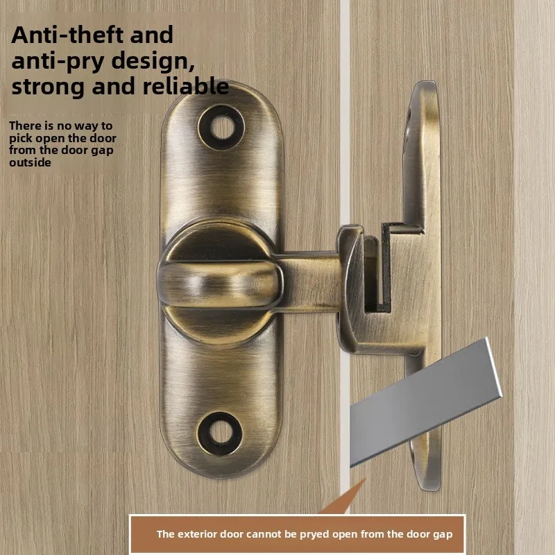 Fechadura de parafuso de aço inoxidável 304 de liga de zinco, fechadura de parafuso de porta perfurada/não perfurada, fivela de porta de madeira, fivela anti-roubo