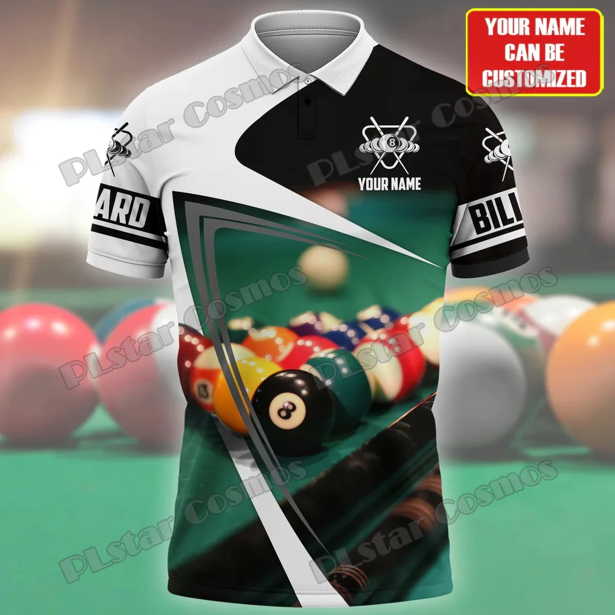 PLstar Cosmos Billiard Player Custom Name 3D Printed Men's Polo Shirt Summer Unisex Casual Billiard Team Uniform Shirt POL76