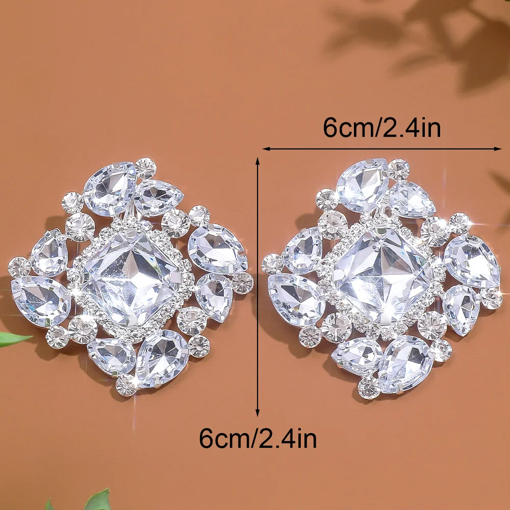 Fashion Square Crystal Ear Clips Earrings No Pierced Jewelry Free Shipping Exaggerated Rhinestone Earrings Clip for Women