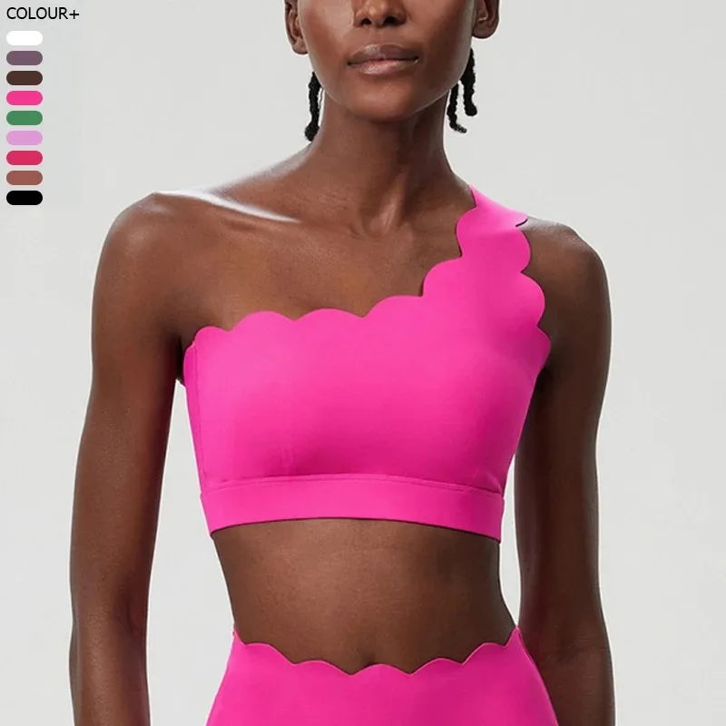 

Women Fitness Yoga Bra Sexy Single Strap Sports Underwear Soft Stretcy Gym Running Crop Top Female Breathable Workout Clothes