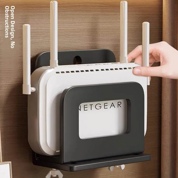 Wall-Mounted Expandable TV Box Storage Rack Router Placement Holder Modern Simple Style No-Drilling Carbon Steel U-Shaped Shelf