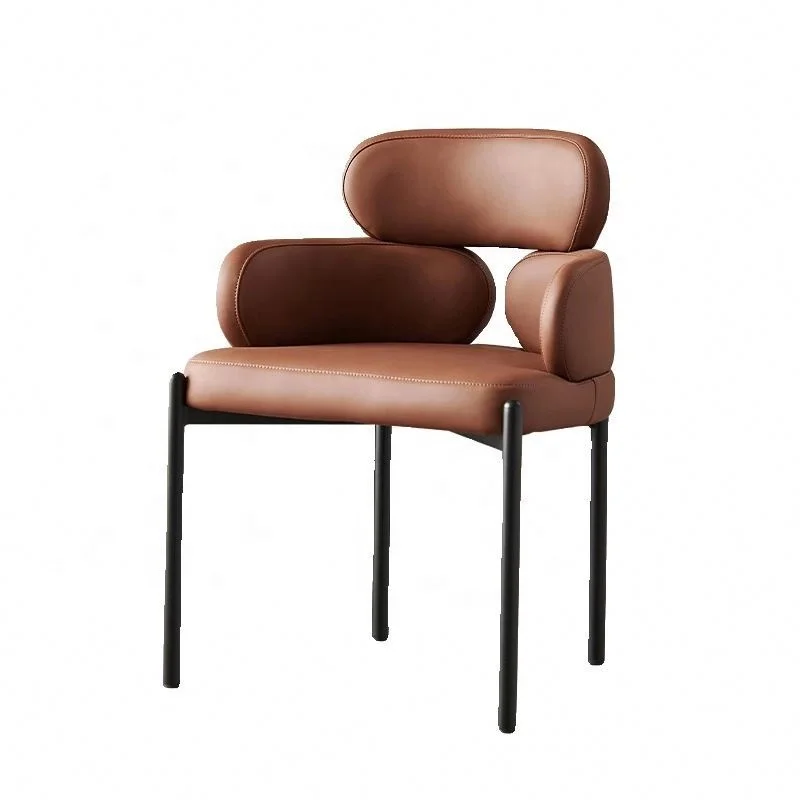 Hot Selling Modern Carbon Steel Frame Backrest Chair Foam Sponge Filling Microfiber Leather Dining Chair Home Dining