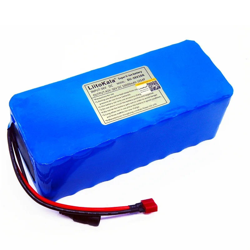 Liitokala-リチウム電池パック,BMS, 36V, 10Ah, 500W,高出力および容量,42V, 18650,電動自転車,スクーター用
