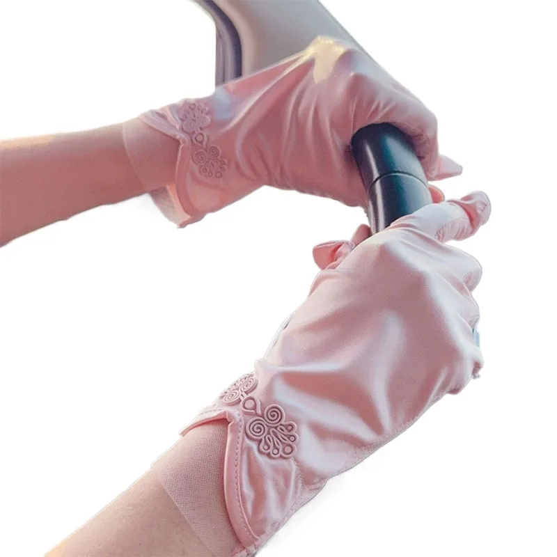 Summer Women Driving Sun Protection Ice Silk Gloves Sunscreen Stretch Gloves